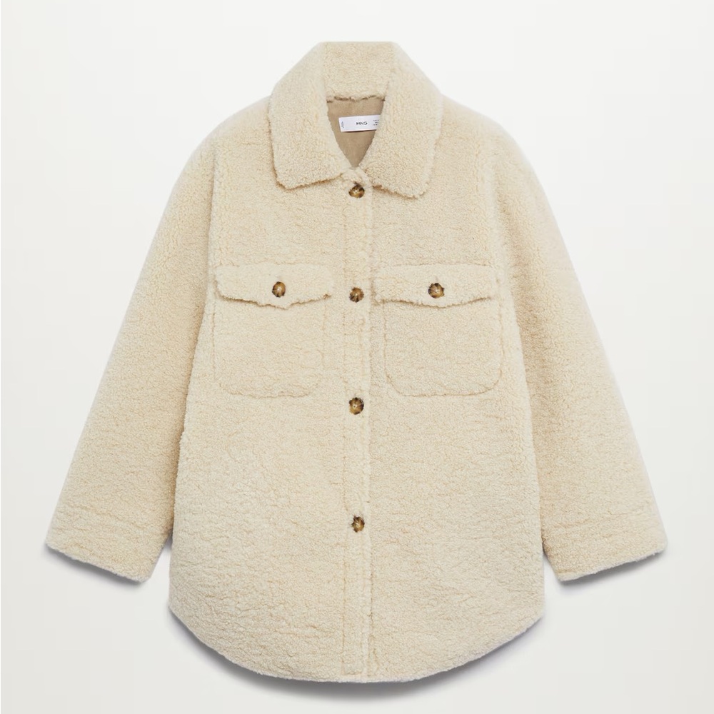 NWOT Oversized faux shearling collared shacket (shirt/jacket)
